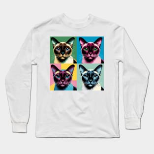 Burmese Cat Pop Art - Cat Lovers Long Sleeve T-Shirt